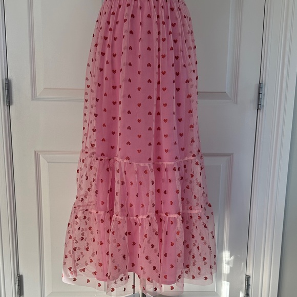 Betsey Johnson Pink Red Heart Valentine’s Day Tulle Bustier Midi Dress Size 2 - Picture 6 of 11